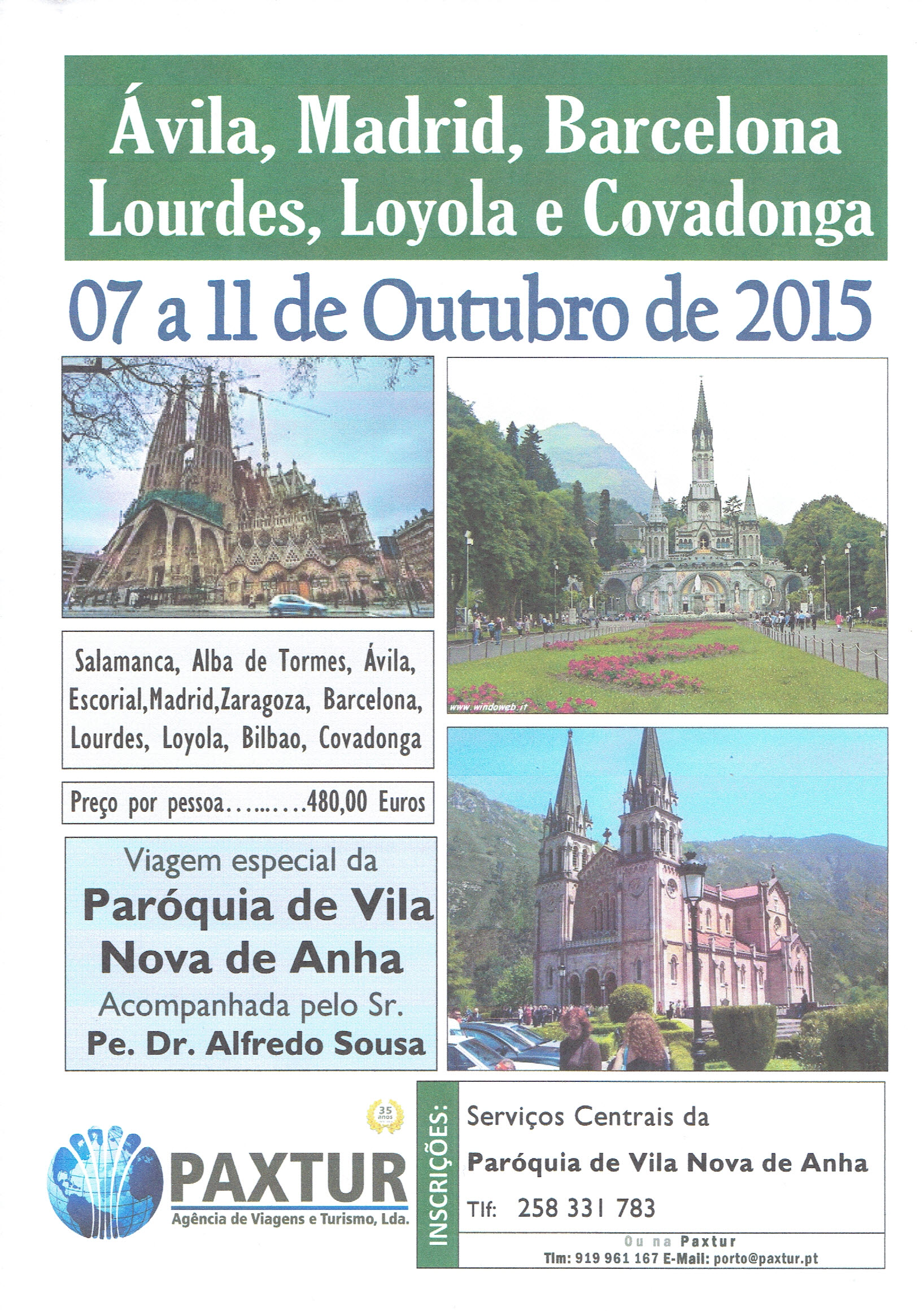 Peregrinação a Lourdes de 7 a 11  de Outubro 2015