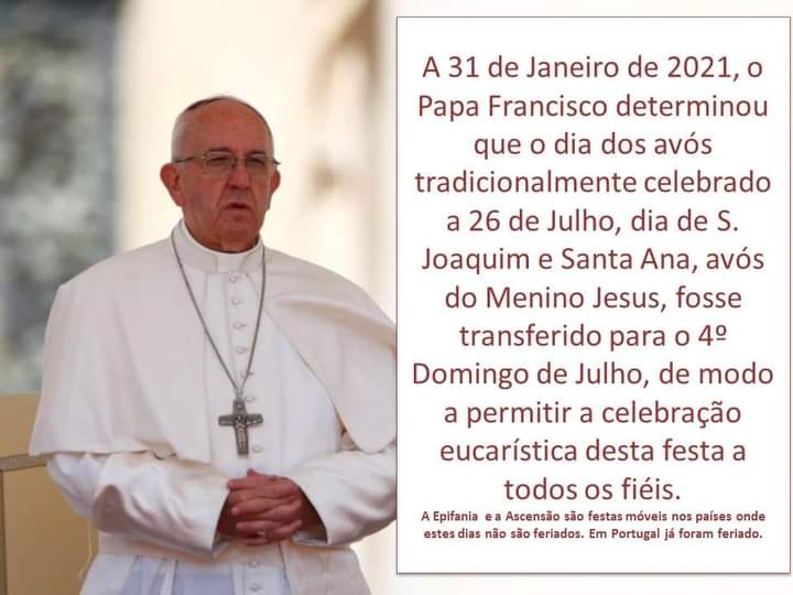 O Papa: em julho, o primeiro Dia Mundial dos Avós e dos Idosos
