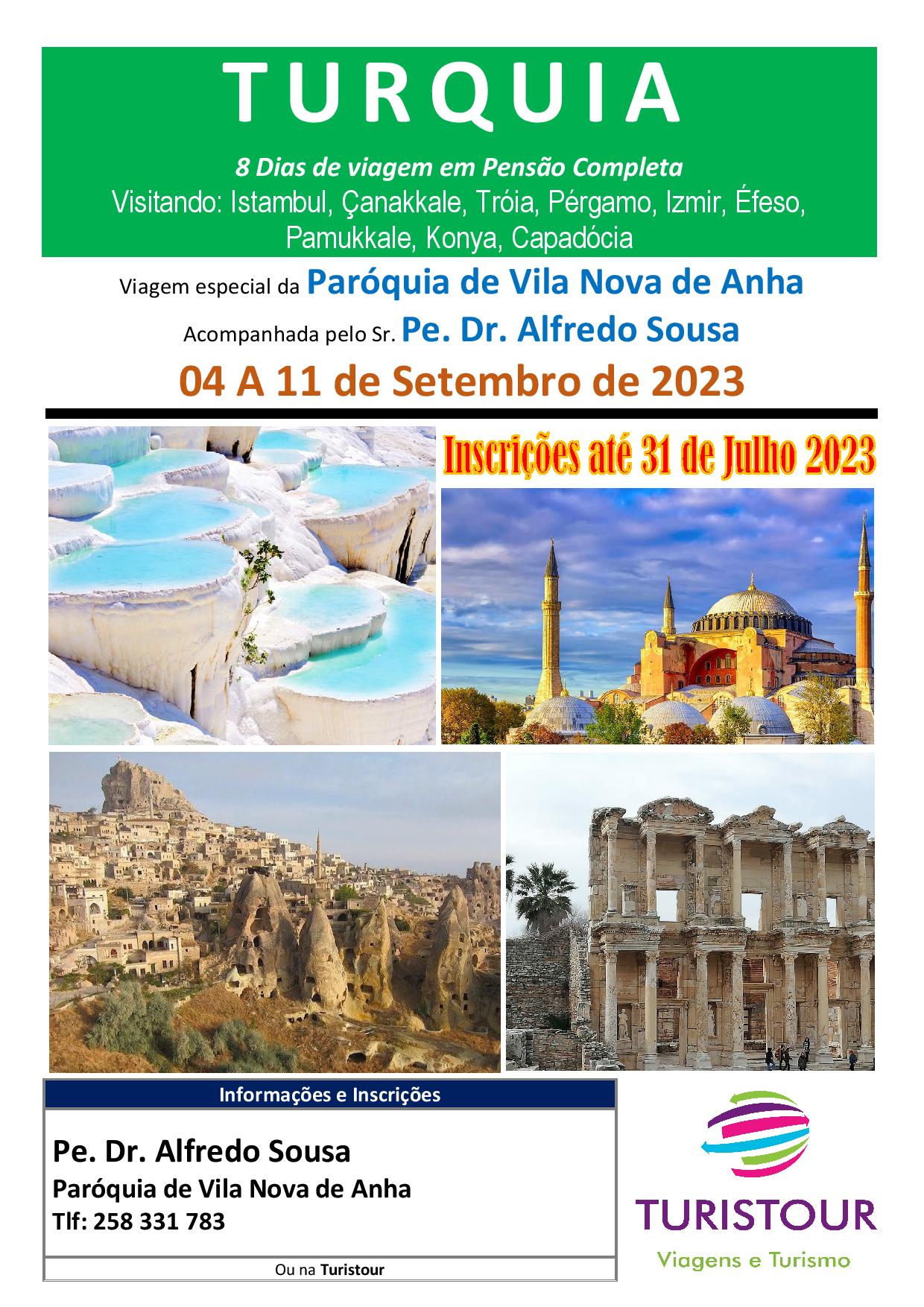 VIAGEM À TURQUIA - 4 A 11 DE SETEMBRO 2023 - INSCRIÇÕES ATÉ 31/07/2023